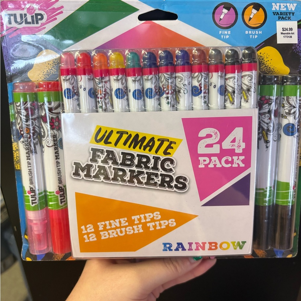 Tulip Fabric Markers 24 Pack - Vibrant Rainbow Colors